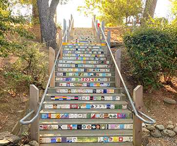 A flight of stairs. Links to Jim ’82 and Lisa Dugoni story