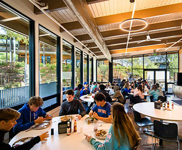 Students eating in the cafeteria. Links to Gifts That Protect Your Assets